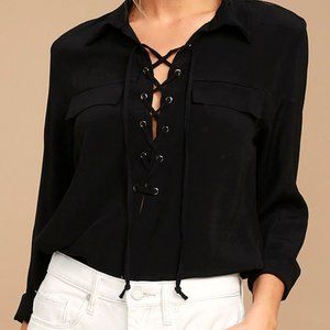 Lulu's Lace-Up Top Black